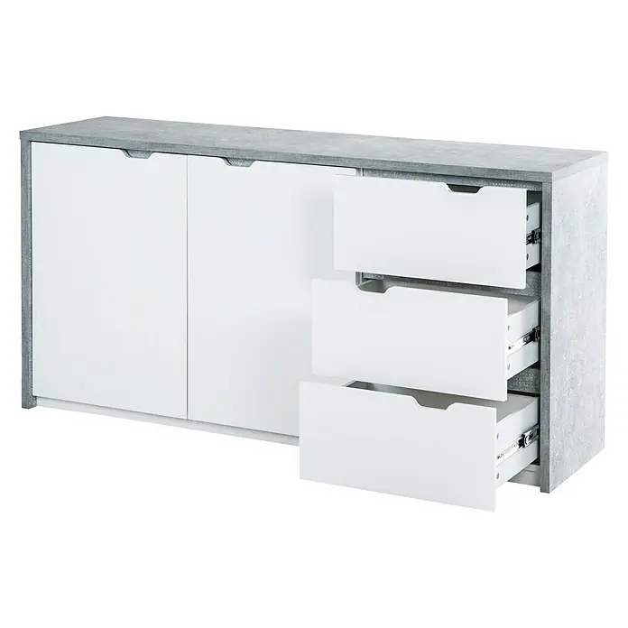 Phönix Bruno Sideboard - L x B x H: 40 x 80 x 159,9 cm, Grau/Weiß - Anwendungsbeispiel