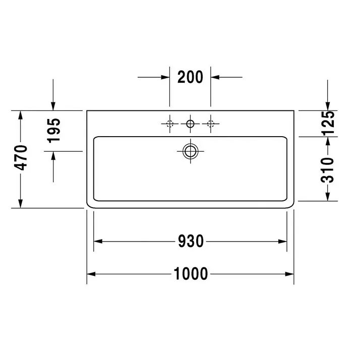 Duravit Vero Waschtisch - 100 x 47 cm, Mit schmutzabweisender Glasur, Hahnloch: Mitte, Mit Überlauf, Weiß, Geschliffen