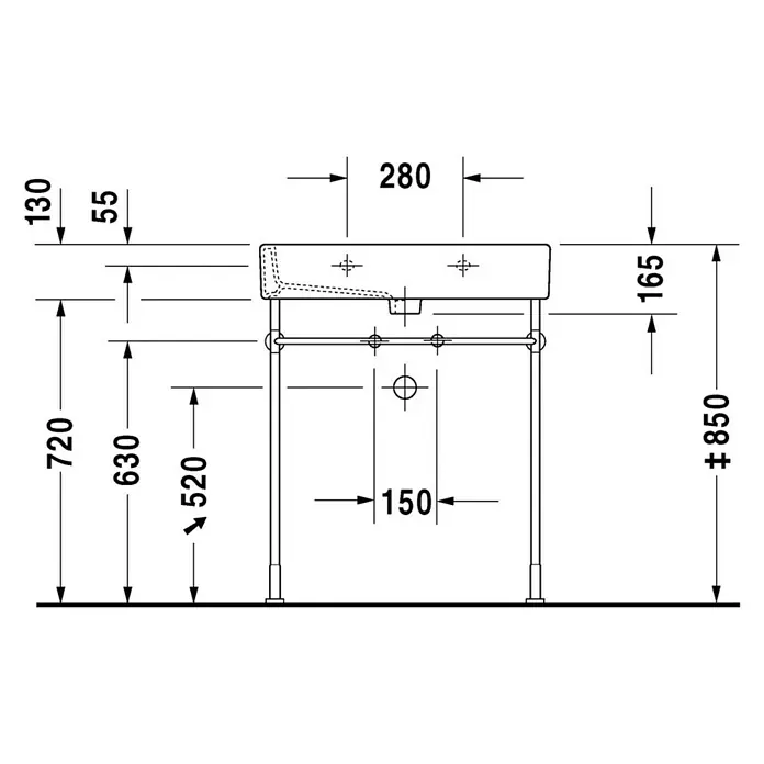 Duravit Vero Waschtisch - 70 x 47 cm, Mit schmutzabweisender Glasur, Hahnloch: Mitte, Mit Überlauf, Weiß, Ungeschliffen