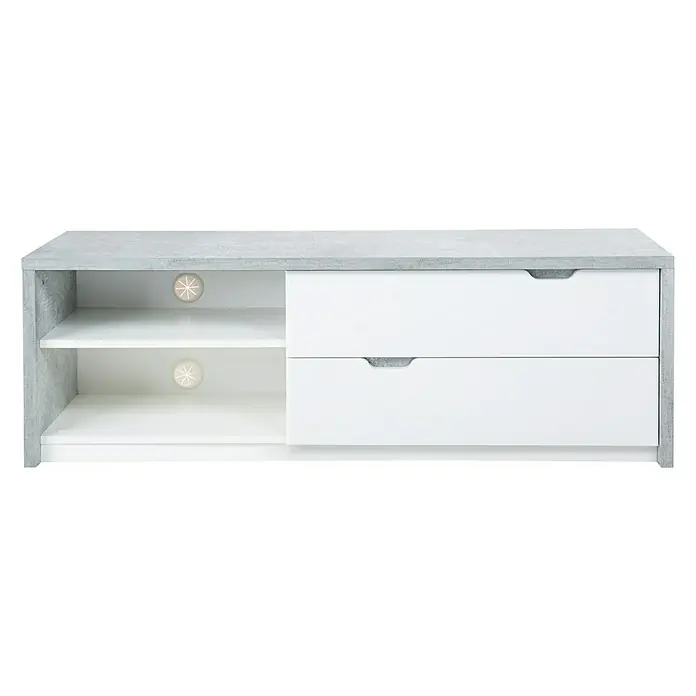 Phönix Bruno Lowboard - L x B x H: 40 x 130 x 42,8 cm, Grau/Weiß - Vorderansicht