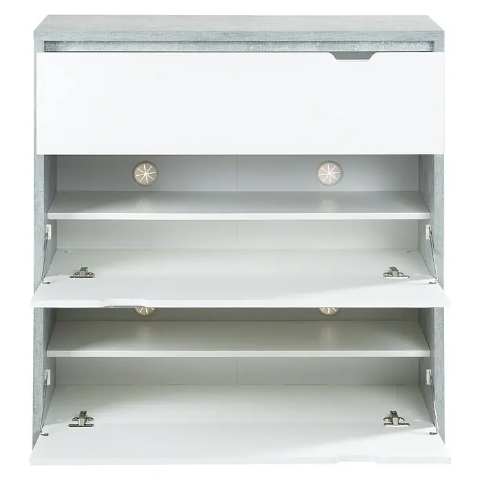 Phönix Bruno Schuhschrank - L x B x H: 38 x 100 x 105,7 cm, Grau/Weiß - Vorderansicht