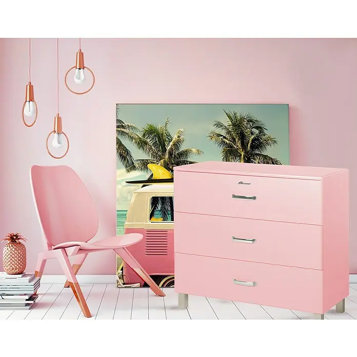 Phönix Miami Kommode - L x B x H: 43 x 97,6 x 88,8 cm, Rosa, Anzahl Schubladen: 3 Stk. - Stimmungsaufnahme