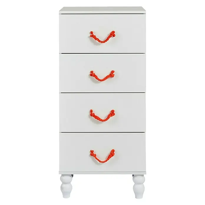 Phönix Kommode Cord - L x B x H: 45 x 50 x 108,3 cm, Weiß/Orange, Anzahl Schubladen: 4 Stk. - Vorderansicht