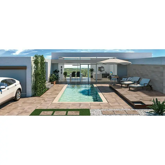Terrassenfliese Kano - 60 x 60 x 2 cm, Beige, Matt - Stimmungsaufnahme