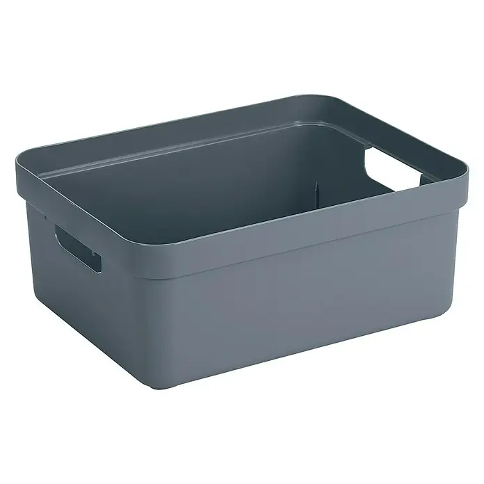 Sunware Aufbewahrungsbox Sigma Home - L x B x H: 45,3 x 35,4 x 18,3 cm, Kunststoff, Dunkelblaugrau - Linke Seitenansicht