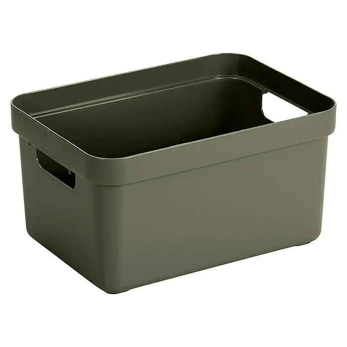 Sunware Aufbewahrungsbox Sigma Home - L x B x H: 35,2 x 25,3 x 18,3 cm, Kunststoff, Dunkelgrün - Linke Seitenansicht