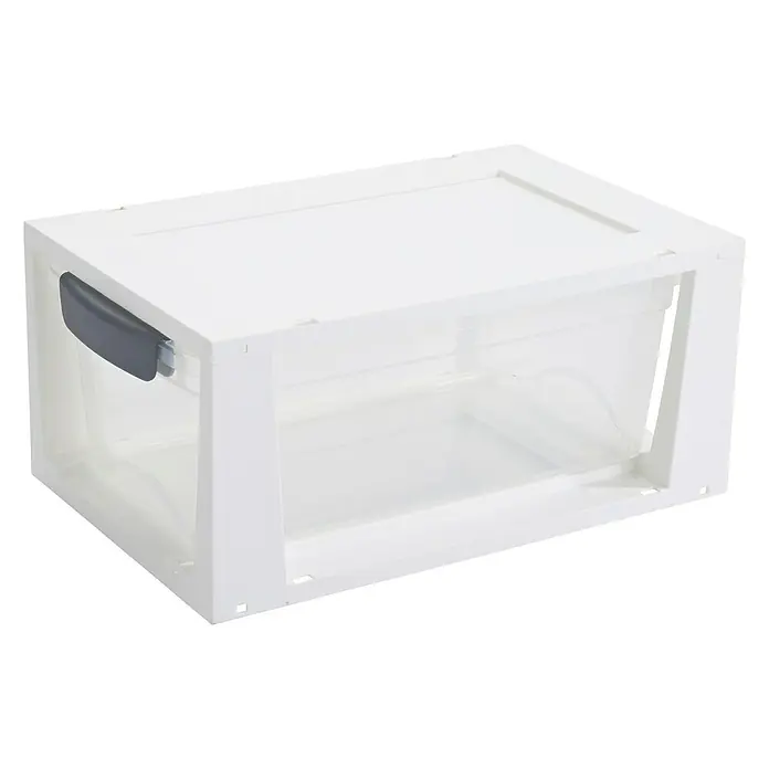 Sunware Aufbewahrungsbox Omega - L x B x H: 33,5 x 22 x 15,5 cm, Kunststoff, Transparent/Weiß - Linke Seitenansicht