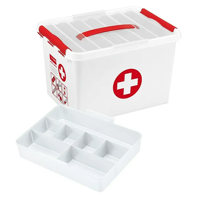 Sunware Erste-Hilfe-Box Q-Line - L x B x H: 40 x 30 x 26 cm, Kunststoff - Linke Seitenansicht