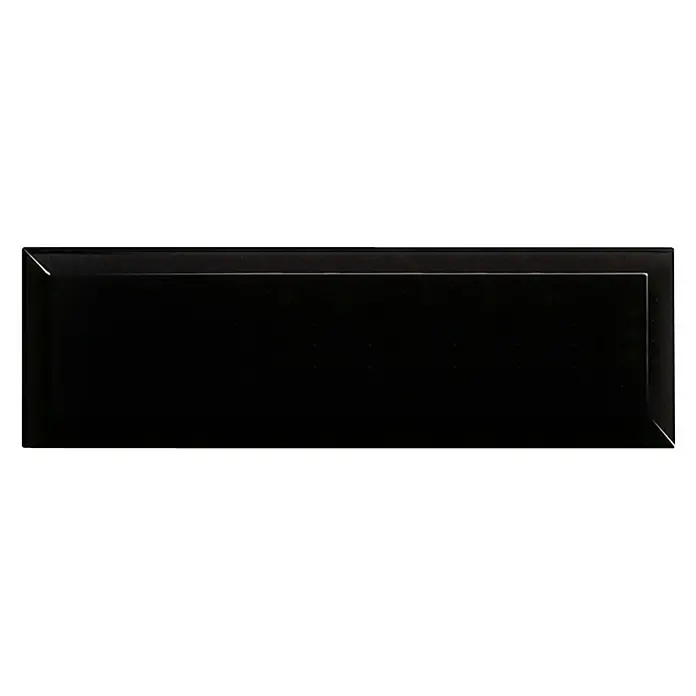 Wandfliese Metro Biselado - 9,8 x 29,8 cm, Schwarz, Glänzend - Vorderansicht