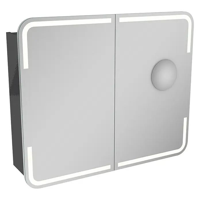Camargue Stella LED-Spiegelschrank - B x H: 90 x 73,7 cm, Mit Beleuchtung, Mit abgerundeten Kanten, Spanplatte, Grafit - Linke Seitenansicht
