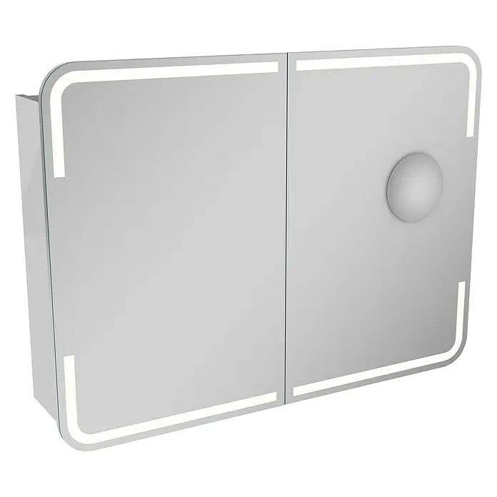 Camargue Stella LED-Spiegelschrank - B x H: 100 x 73,7 cm, Mit Beleuchtung, Mit abgerundeten Kanten, Spanplatte, Weiß - Linke Seitenansicht
