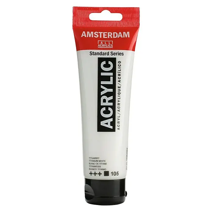 Talens Amsterdam Pintura acrílica Standard - Blanco titan, 120 ml, Tubo