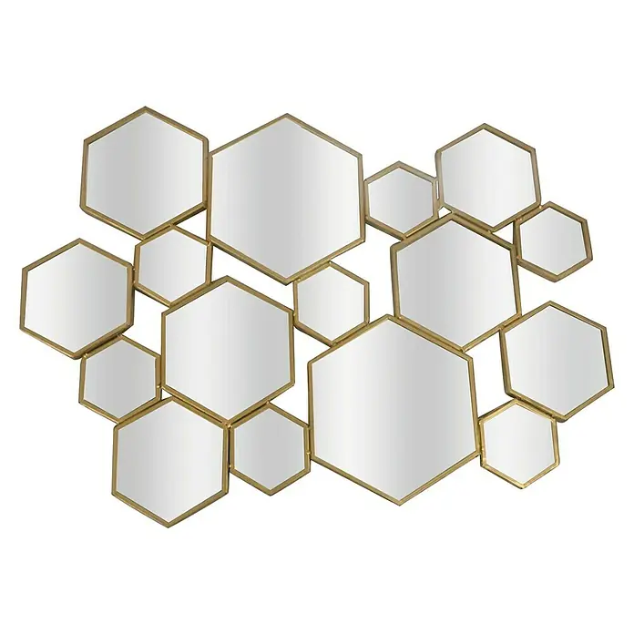 Espejo Multi-Hexagonal - 70 x 50 cm, Oro