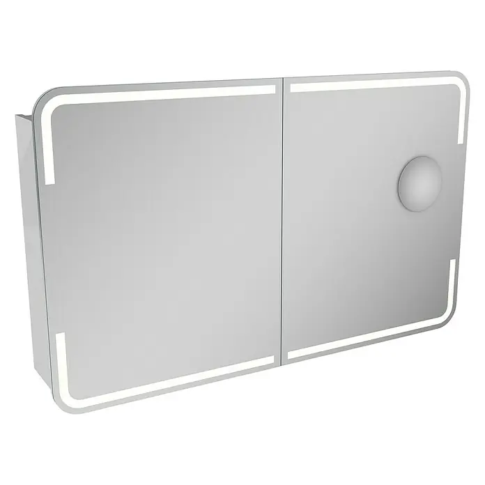 Camargue Stella LED-Spiegelschrank - B x H: 120 x 73,7 cm, Mit Beleuchtung, Mit abgerundeten Kanten, Spanplatte, Weiß - Linke Seitenansicht