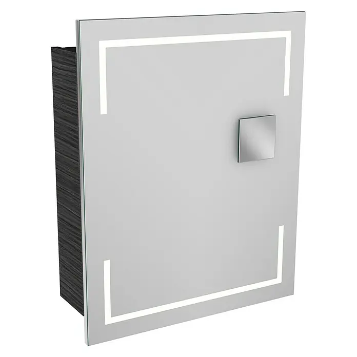 Camargue Stella LED-Spiegelschrank - B x H: 60 x 73,7 cm, Anschlag: Links, Mit eckigen Kanten, Spanplatte, Dark Oak - Linke Seitenansicht
