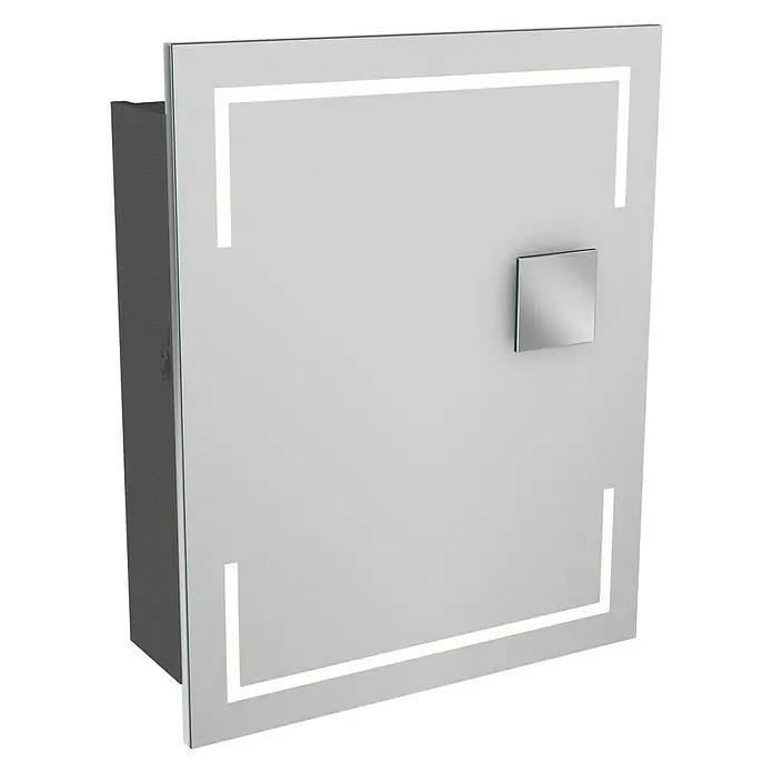 Camargue Stella LED-Spiegelschrank - B x H: 60 x 73,7 cm, Anschlag: Links, Mit eckigen Kanten, Spanplatte, Grafit - Linke Seitenansicht