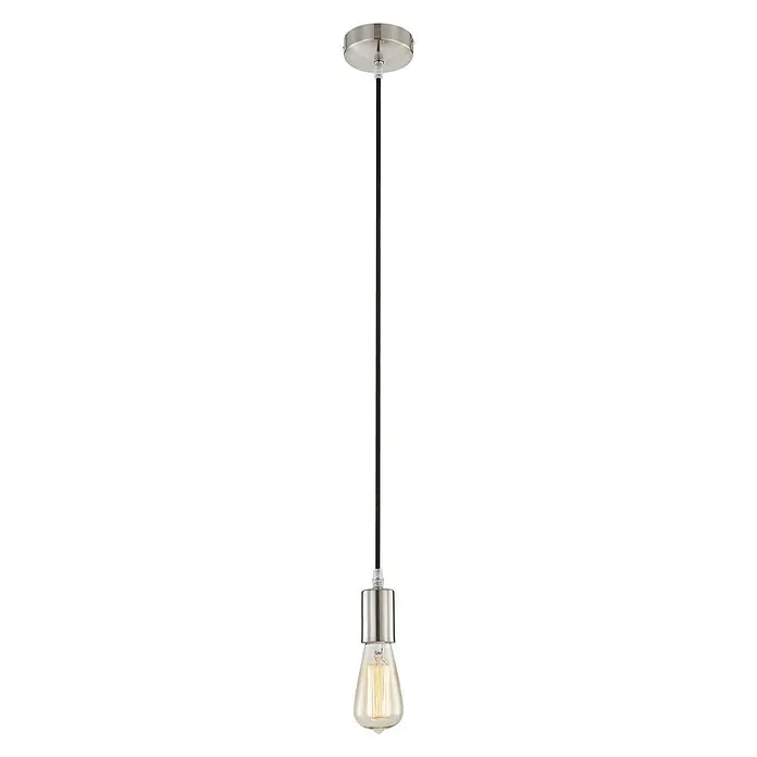 Globo Lámpara colgante redonda - 60 W, Ø x Al: 10 x 140 cm, Níquel mate, E27