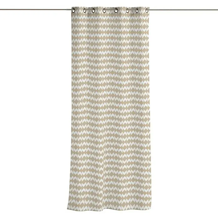 Cortina con ollaos Namibia - 140 x 260 mm, 50% algodón y 50% poliéster, Beige/Blanco