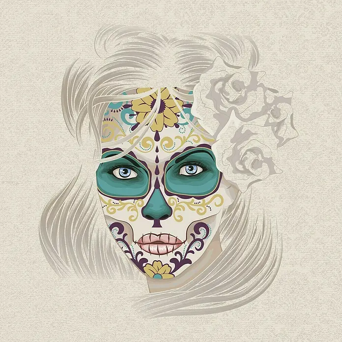 Cojín Catrina - Multicolor, 50 x 50 cm, 50 % algodón, 50 % poliéster