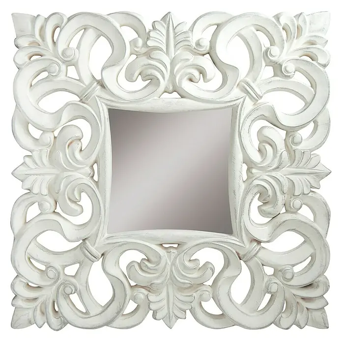 Espejo Murillo - 78 x 78 cm, Blanco/Plateado
