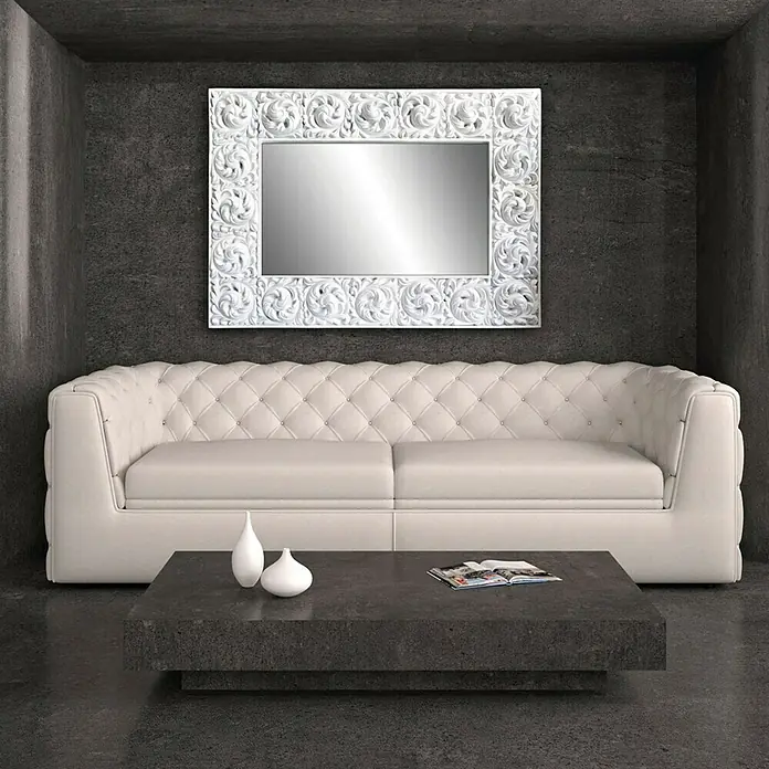 Espejo Bécquer - 98 x 137 cm, Blanco/Plateado