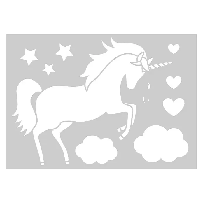 Plantilla decorativa Stencil - Unicornio, 21 x 29,7 cm, Plástico
