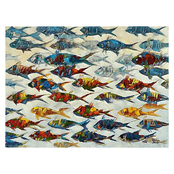 Cuadro pintado a mano Dipinto - Peces, An x Al: 90 x 120 cm