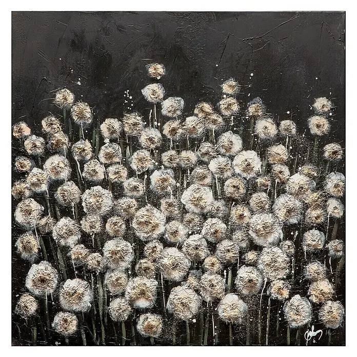 Cuadro pintado a mano Dipinto - Flores en negro, An x Al: 100 x 100 cm