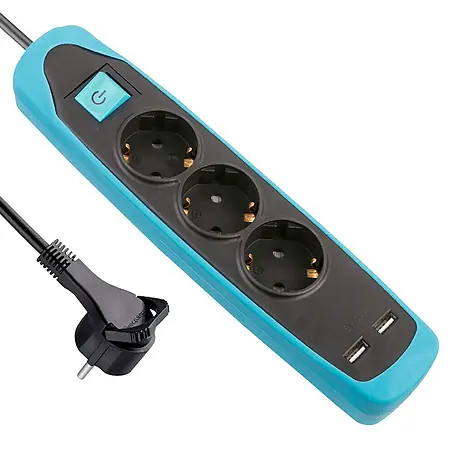Electraline  Base de enchufe múltiple con USB Gummy