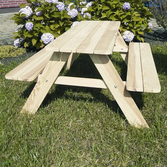Promadino Kinder-Picknicktisch - 90 x 90,7 x 49 cm, Kiefer, Natur - Stimmungsaufnahme