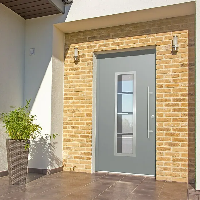 Splendoor Haustür Thermodoor SP40G - 110 x 210 cm, DIN Anschlag: Rechts, Grau - Stimmungsaufnahme