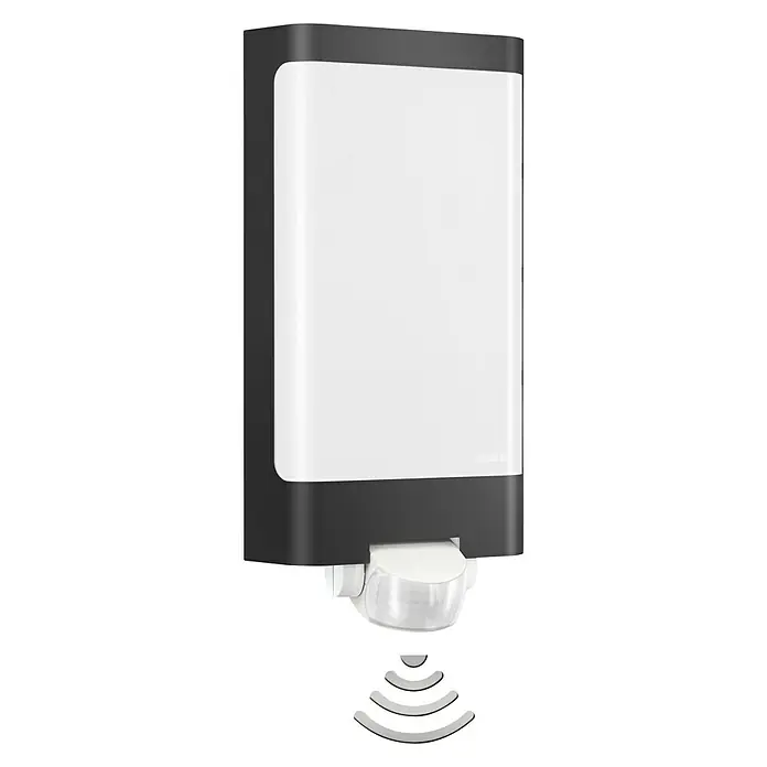 Steinel LED-Sensor-Außenwandleuchte L 240 - 9,3 W, L x B x H: 8,1 x 16,5 x 30,5 cm, Anthrazit/Weiß, Warmweiß - Vorderansicht