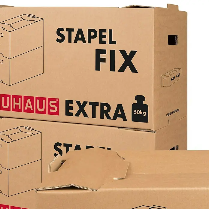 BAUHAUS Kartonska kutija za selidbu Stapel Fix Extra - Nosivost: 50 kg, D x Š x V: 71 x 36 x 39,5 cm - Detaljan prikaz