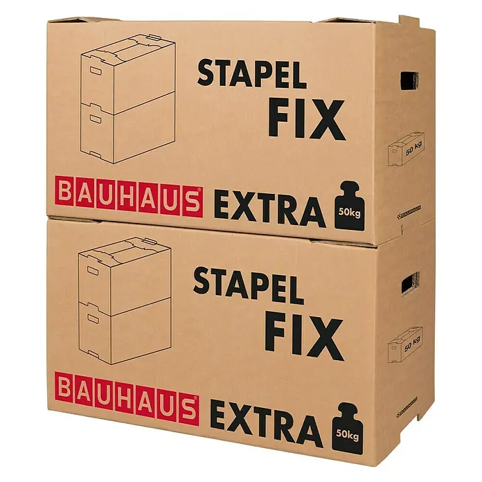 BAUHAUS Kartonska kutija za selidbu Stapel Fix Extra - Nosivost: 50 kg, D x Š x V: 71 x 36 x 39,5 cm - Pogled s desne strane