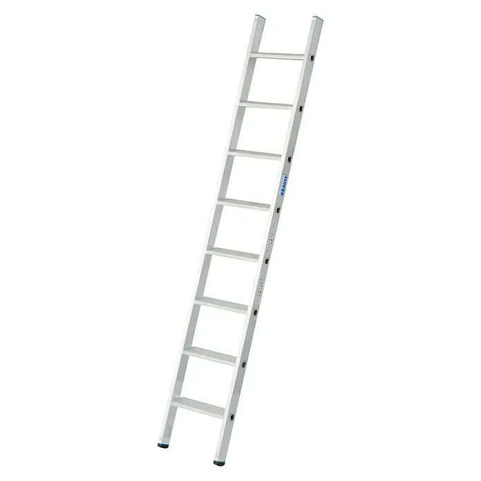 Krause Stabilo Stufen-Anlegeleiter + S - Arbeitshöhe: 3,15 m, Anzahl Tritte: 8 Stufen, Tiefe Stufen: 80 mm, Aluminium - Linke Seitenansicht