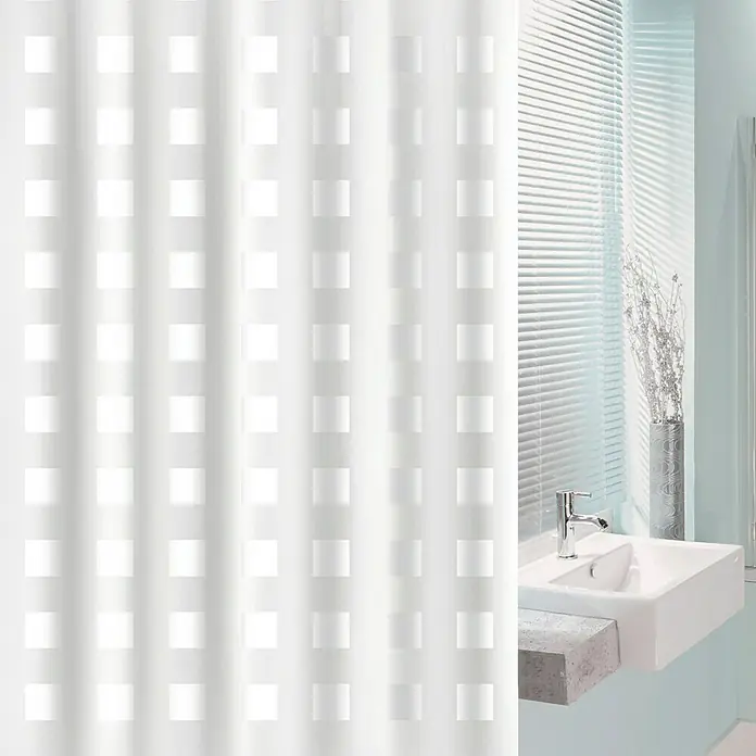 Venus Cortina de baño Peva Cuadros - An x Al: 180 x 200 cm, Blanco