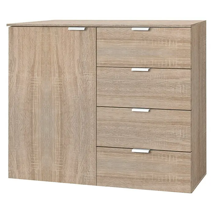 Express Möbel Sideboard Carina - L x B x H: 42 x 100 x 80 cm, Sonoma Eiche, Anzahl Schubladen: 4 Stk., Mit Tür - Linke Seitenansicht