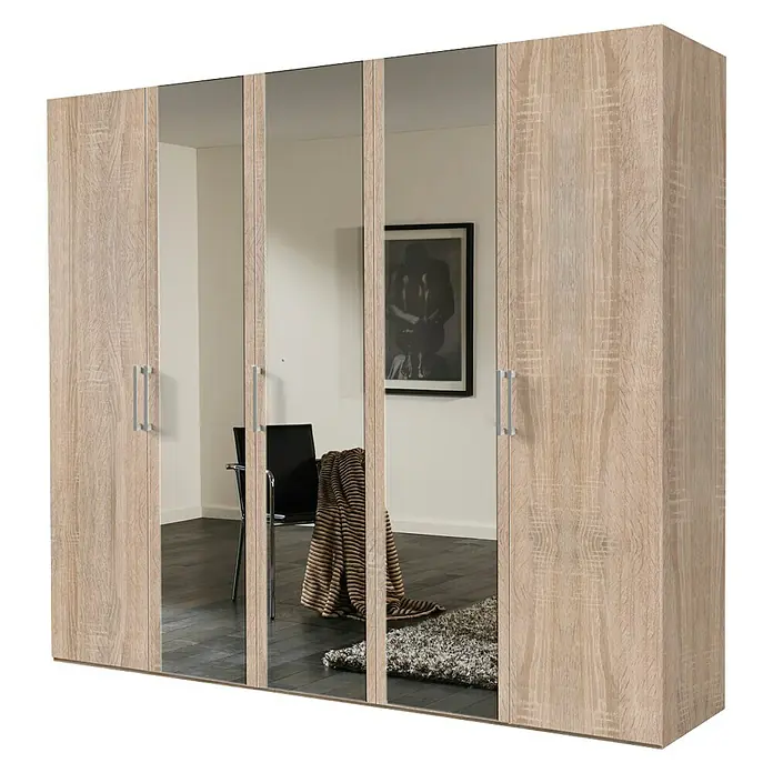 Express Möbel Drehtürschrank Brooklyn - L x B x H: 58 x 250 x 216 cm, Sonoma Eiche, 3 Spiegel - Rechte Seitenansicht