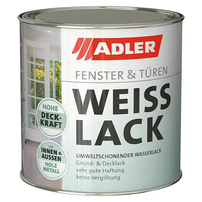 Adler Weißlack - Weiß, 2,5 l, Glänzend