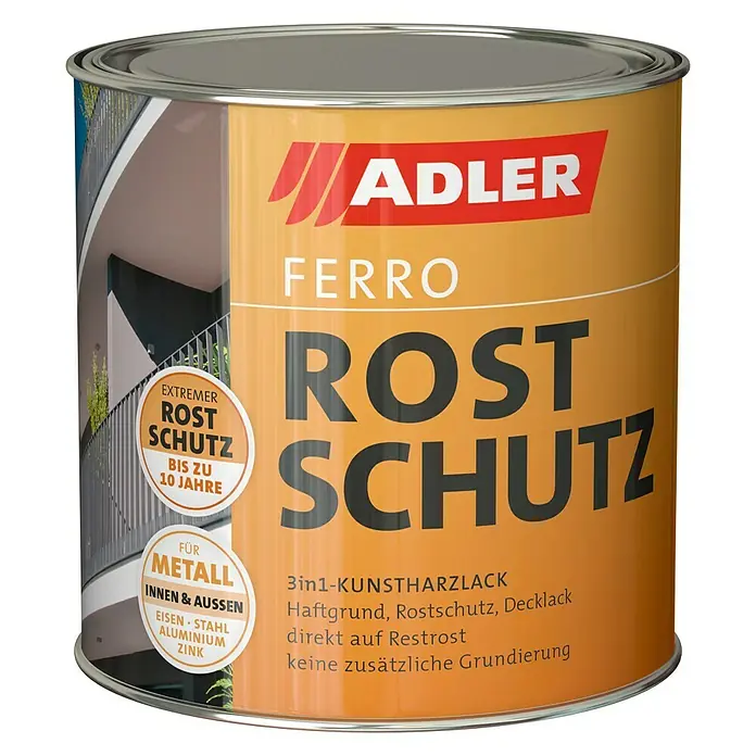 Adler Rostschutzgrund Ferro - Tiefschwarz, 2,5 l, Kunstharz