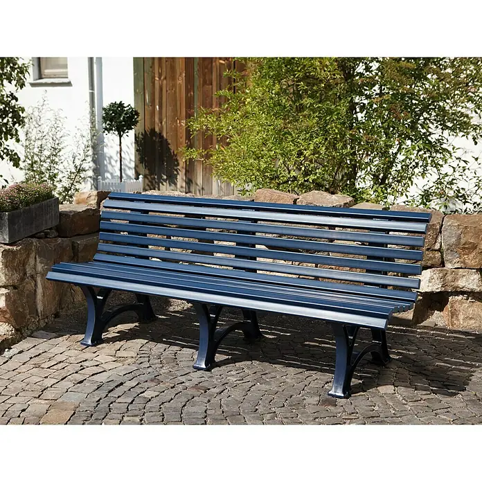 Blome Gartenbank Borkum - 200 cm, PVC, Stahlblau - Stimmungsaufnahme