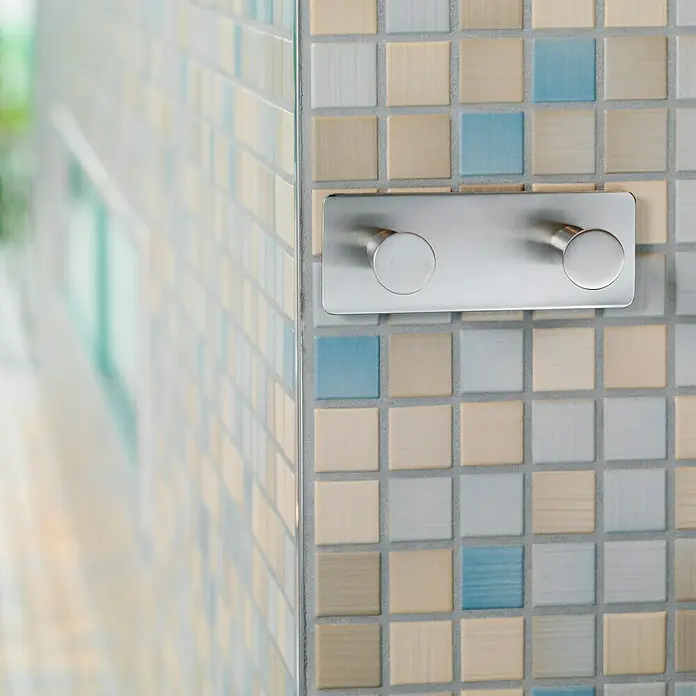 Tesa Powerbutton Doppelhaken Powerbutton - Rechteckig, Edelstahl, Selbstklebend