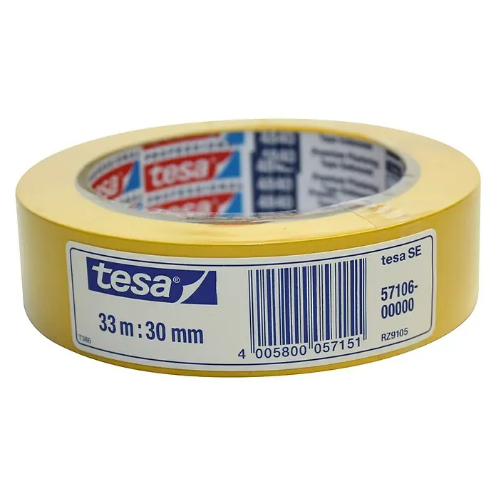 Tesa Abdeckband - 33 m x 30 mm, Gelb, Selbstklebend