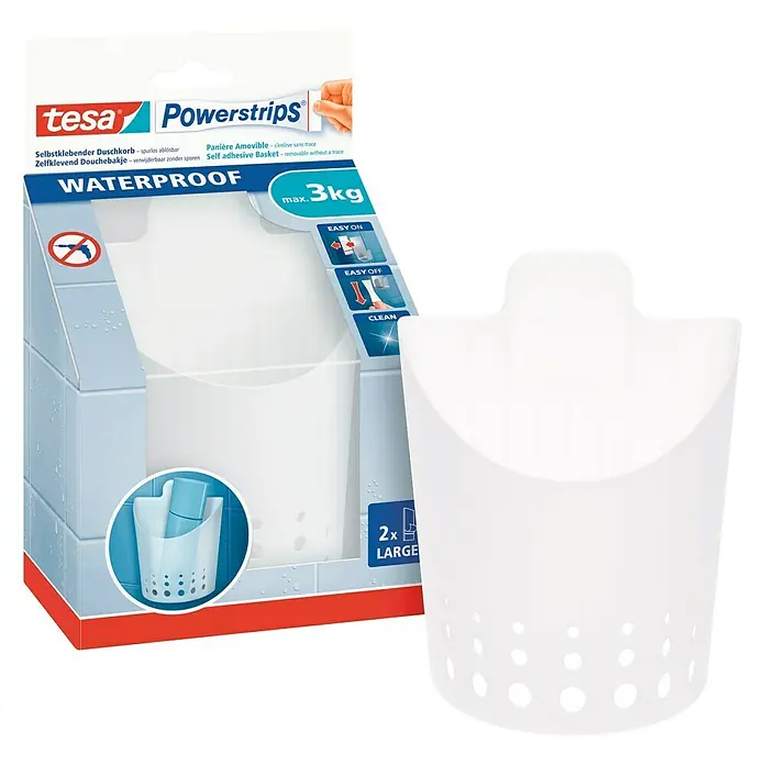 Tesa Powerstrips Waterproof Duschkorb - Kunststoff, Weiß