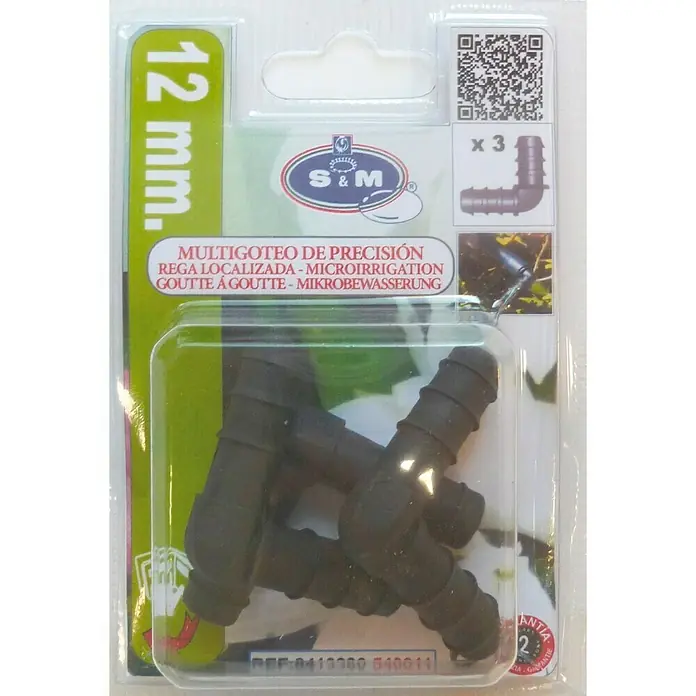 Codo goteo - Diámetro: 12 mm, 3 ud., Plástico