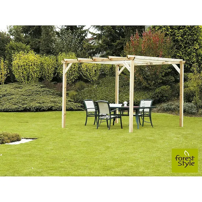 Forest-Style Pérgola Tonelle - L x An: 300 x 300 cm, Natural
