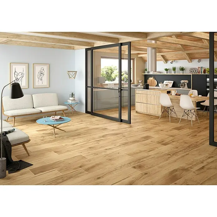 Pavimento cerámico Olsen - 24 x 95 cm, Natural, Estilo madera
