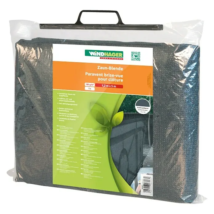 Windhager Zaunblende - L x H: 5 x 1,5 m, Anthrazit, PE-Gewebe