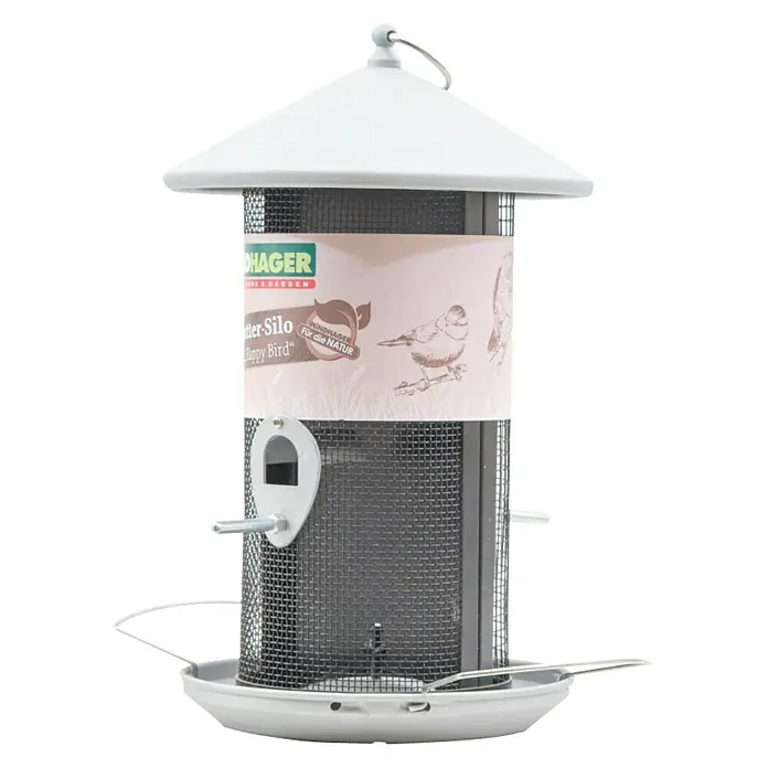 Windhager Vogelhaus Happy Bird - L x B x H: 19 x 26 x 31 cm, Schwarz/Silber, Metall, Lackiert