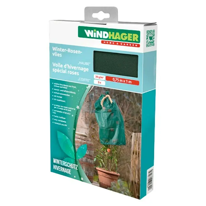 Windhager Winterschutzvlies Rosen-Haube - B x H: 75 cm x 1 m, Grün, Grammatur: 30 g/m², 3 Stk.